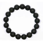 New 12.5 mm Natural Obsidian Stone Elastic Bracelet, Love Gift, Size L